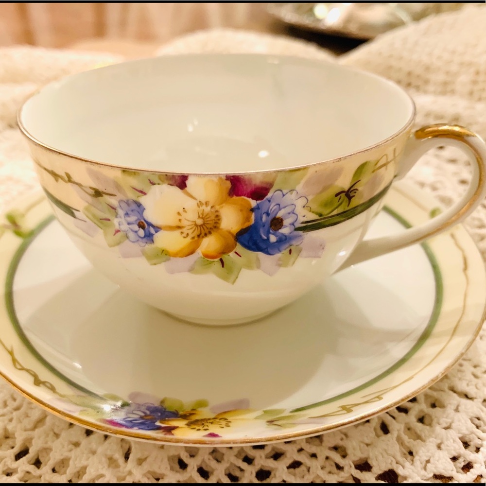 Vintage Noritake Hand Painted Cup+Saucer So Pretty